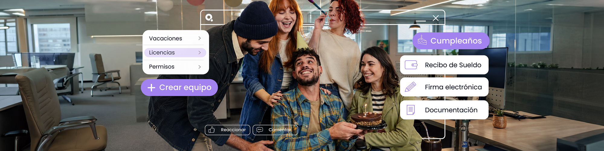 A team celebrating a birthday.