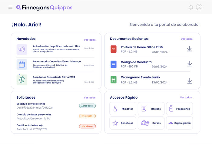 Screenshot of the Communication module in Quippos